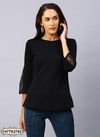 Black Colour Latest Fancy Stylish Lycra Russel Net Party Wear Ladies Top Collection 2782